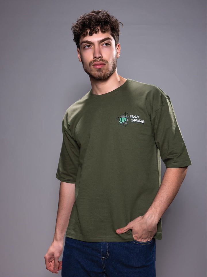 marvel avengers printed down shoulder t-shirt for men color cactus