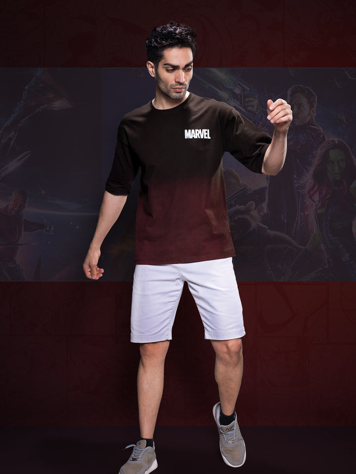 marvel avengers printed down shoulder t-shirt for men color bistre