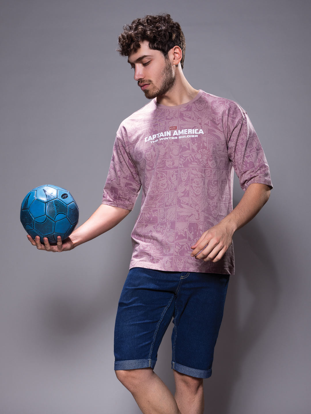 marvel avengers printed down shoulder t-shirt for men color london hue