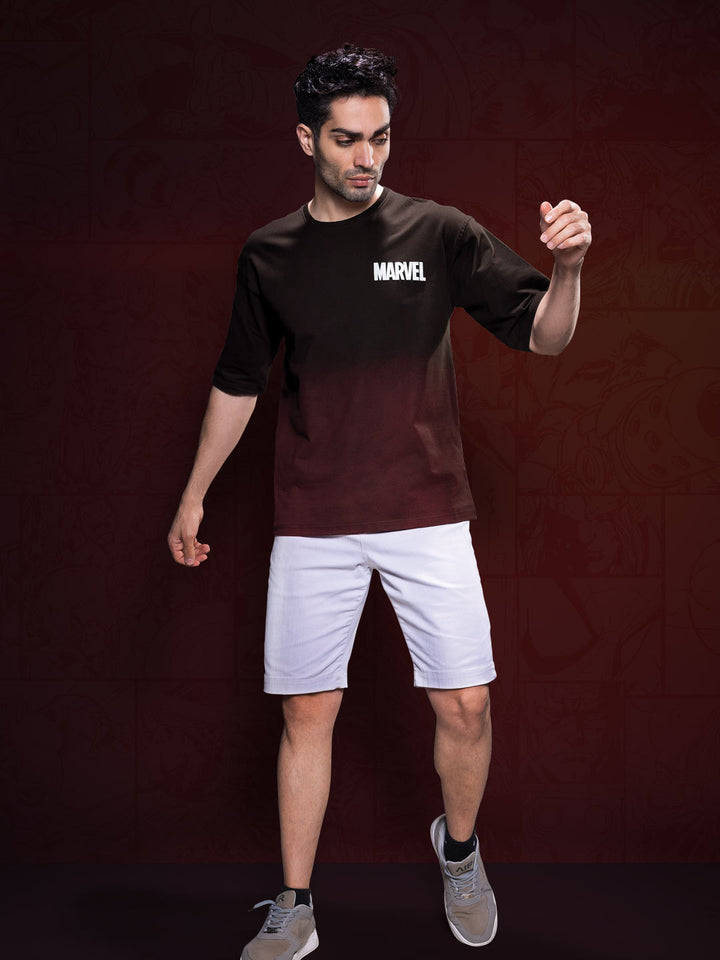 marvel avengers printed down shoulder t-shirt for men color bistre