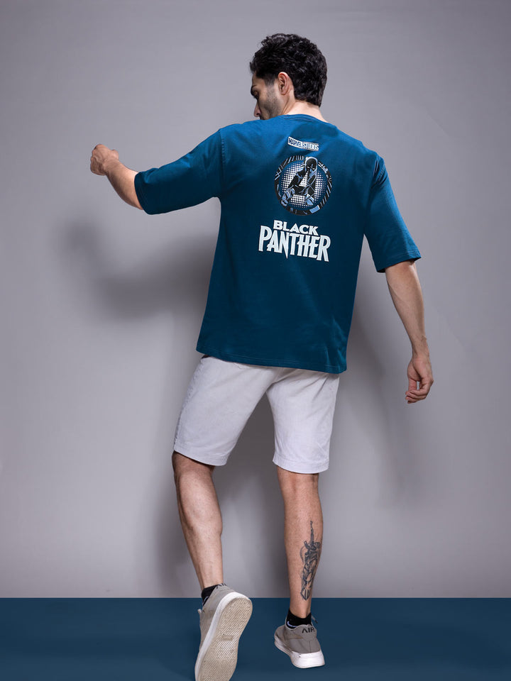 marvel avengers printed down shoulder t-shirt for men color astronaut blue