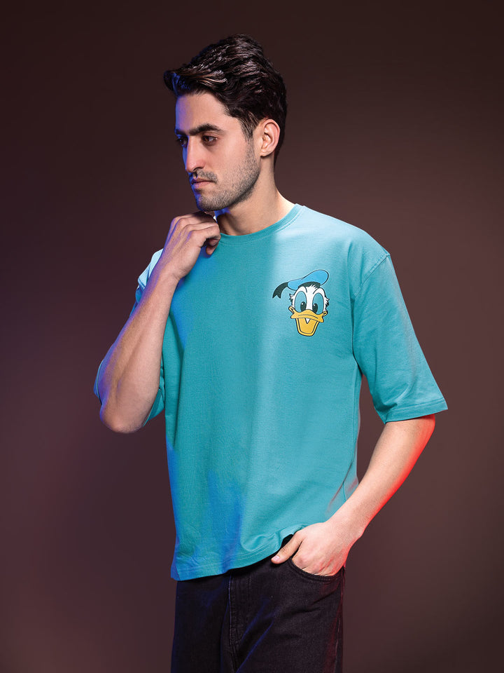 Disney printed down shoulder T-shirt for men color blizzard blue