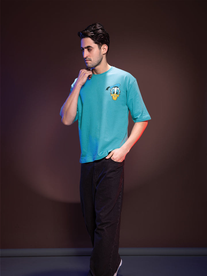 Disney printed down shoulder T-shirt for men color blizzard blue