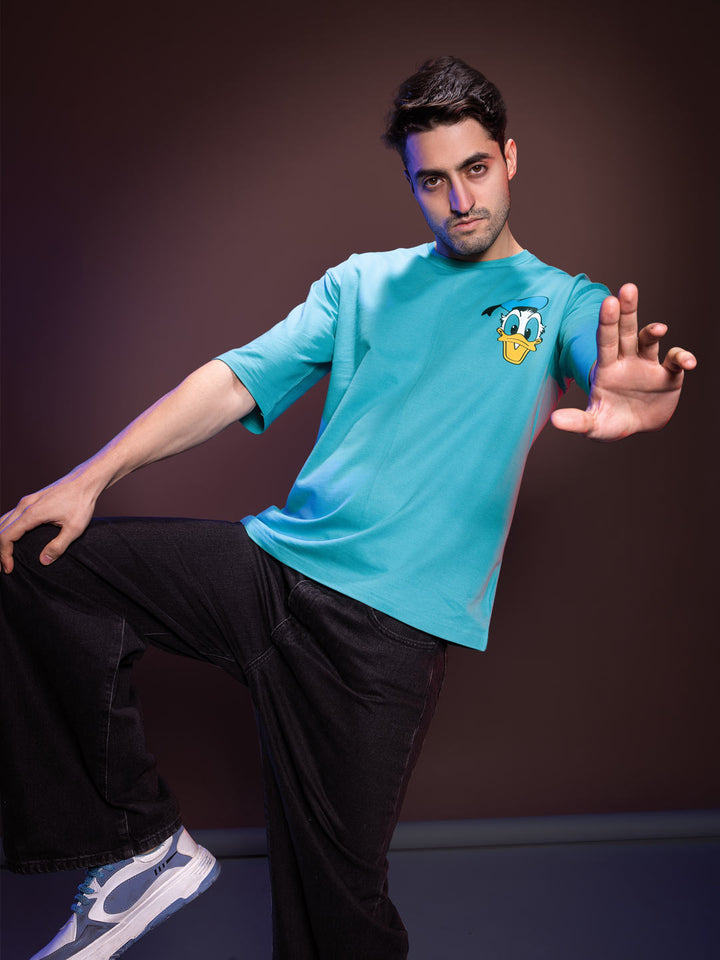 Disney printed down shoulder T-shirt for men color blizzard blue