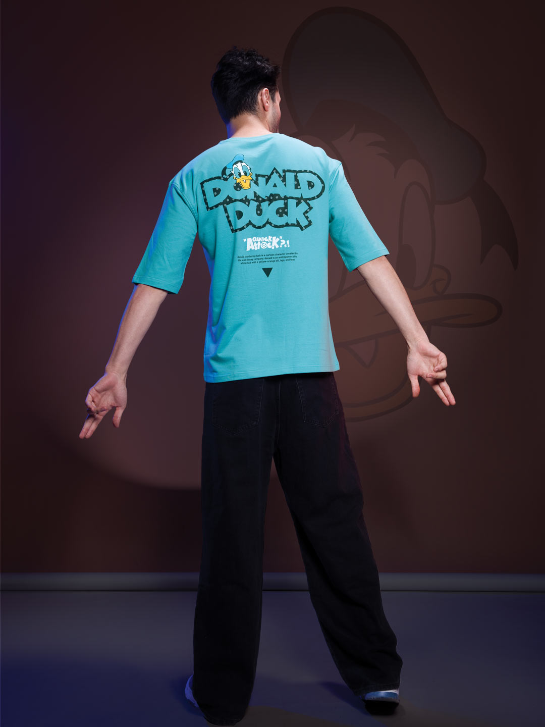 Disney printed down shoulder T-shirt for men color blizzard blue