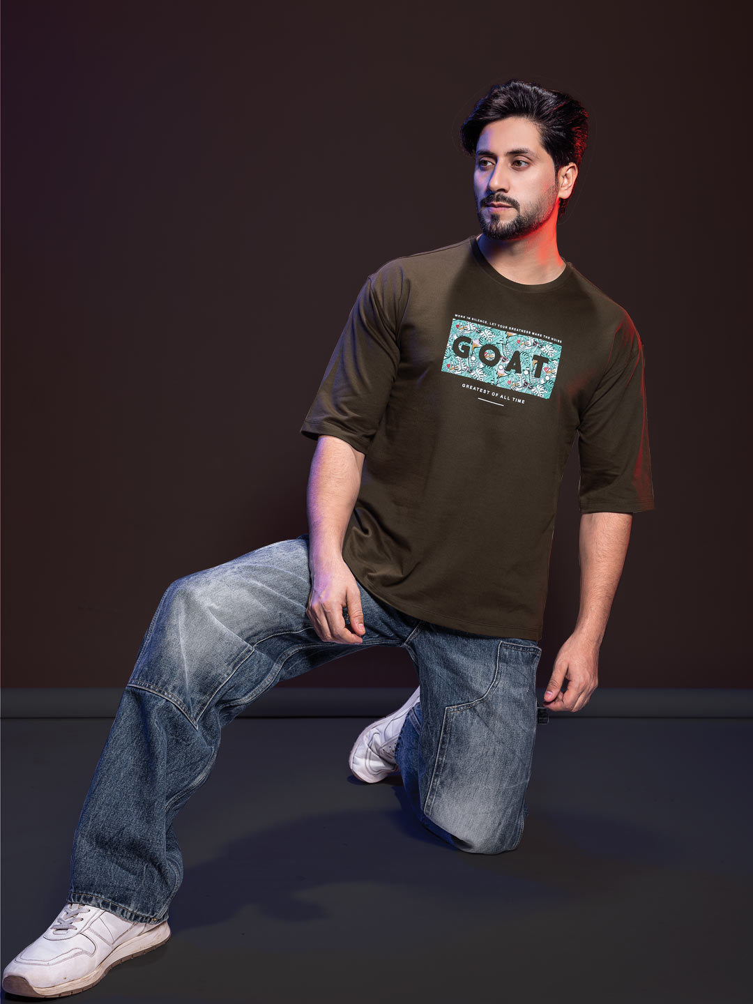 Disney printed down shoulder T-shirt for men color bistre