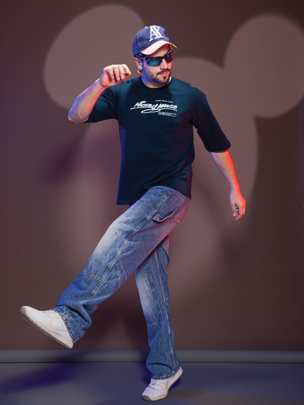 Disney printed down shoulder T-shirt for men color mirage