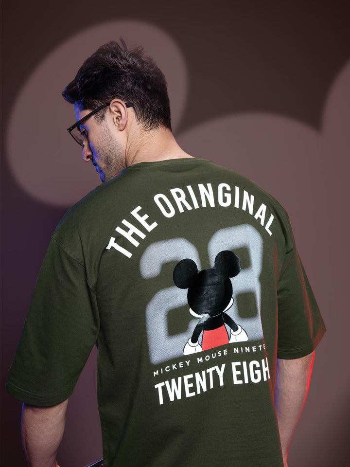 Disney printed down shoulder T-shirt for men color rifle green