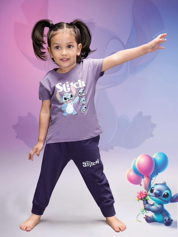 printed full pant set for baby girl color blue haze