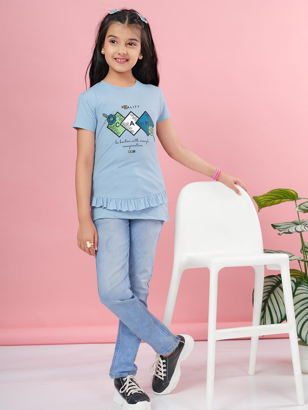 fg 1850 round neck half sleeve t-shirt for girls #color_carolina-blue