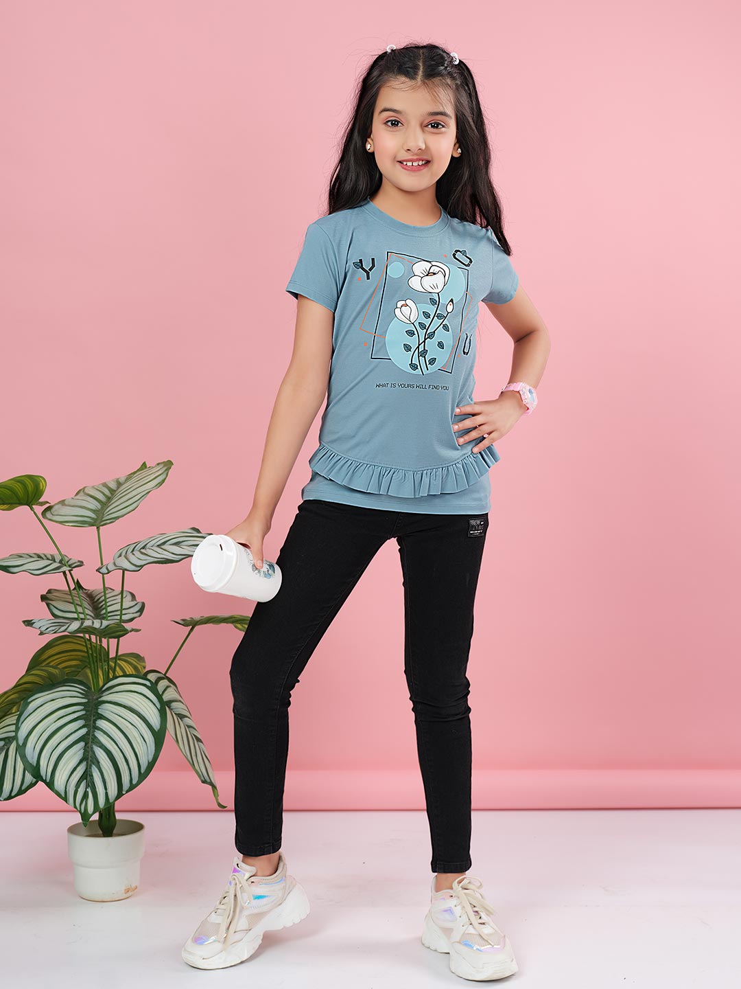 fg 1850 round neck half sleeve t-shirt for girls #color_grey-blue