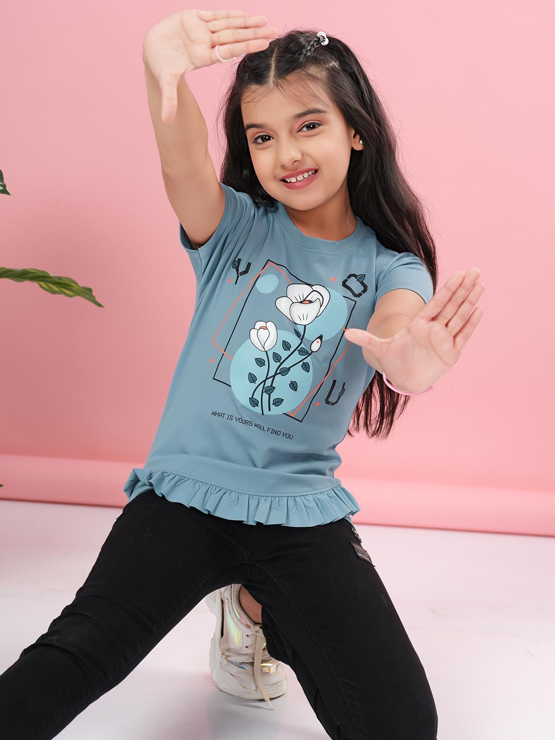 fg 1850 round neck half sleeve t-shirt for girls #color_grey-blue