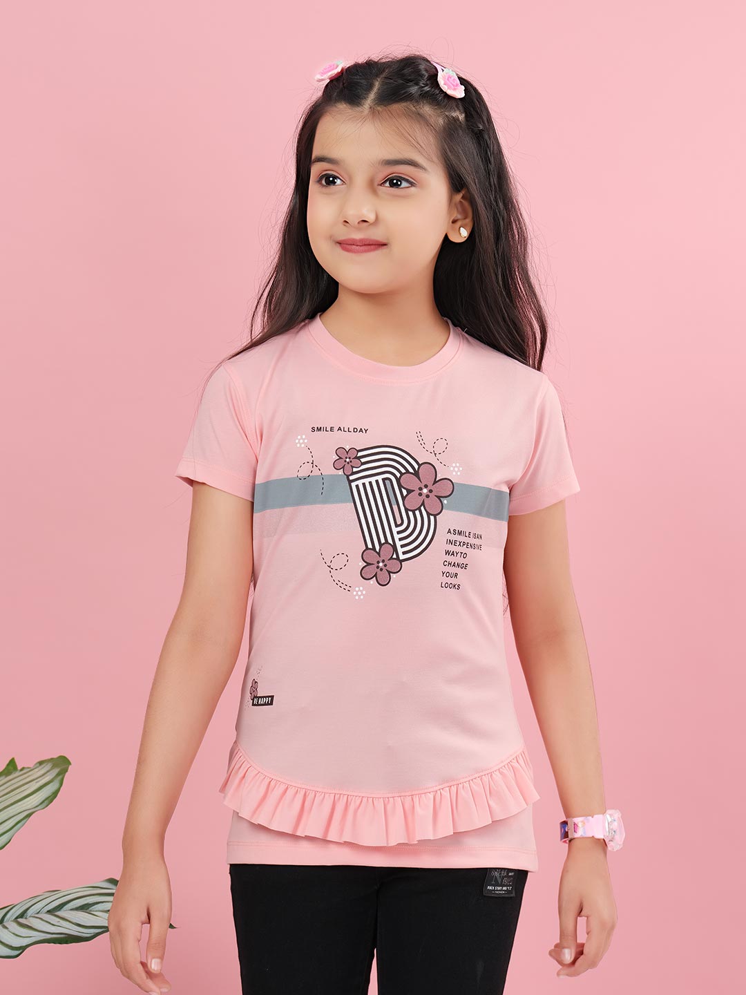 fg 1850 round neck half sleeve t-shirt for girls #color_melon