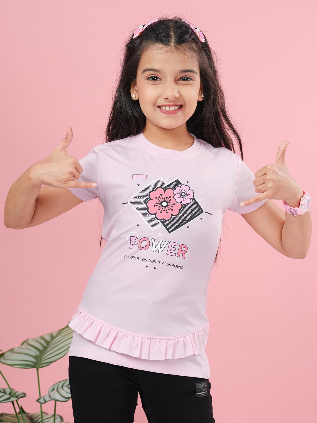 fg 1850 round neck half sleeve t-shirt for girls #color_pink