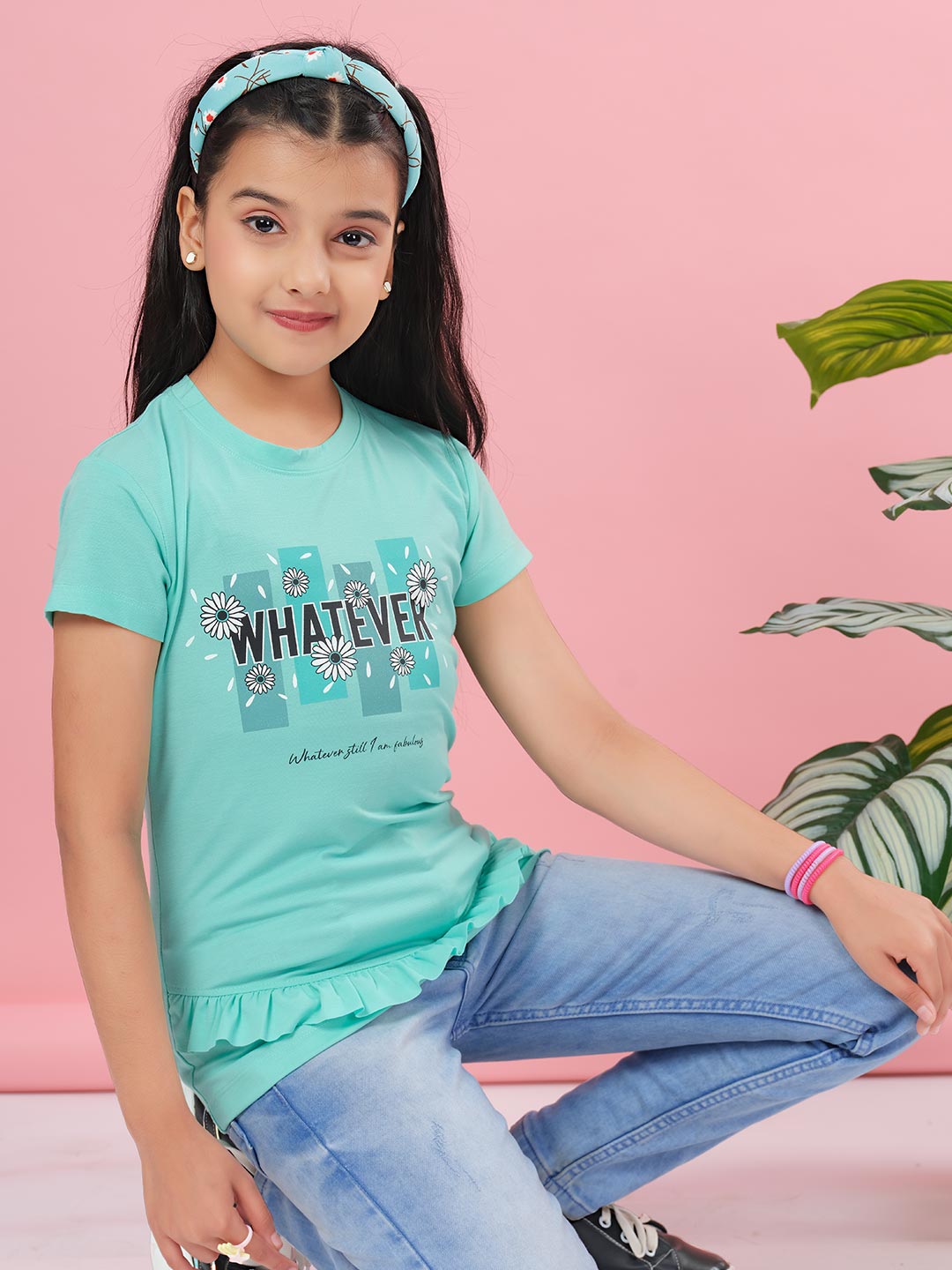 fg 1850 round neck half sleeve t-shirt for girls #color_tiffany-blue