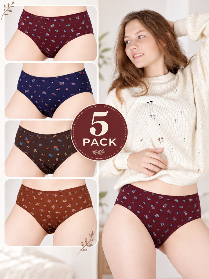 Fairlady Printed Panties (Pack Of 5)