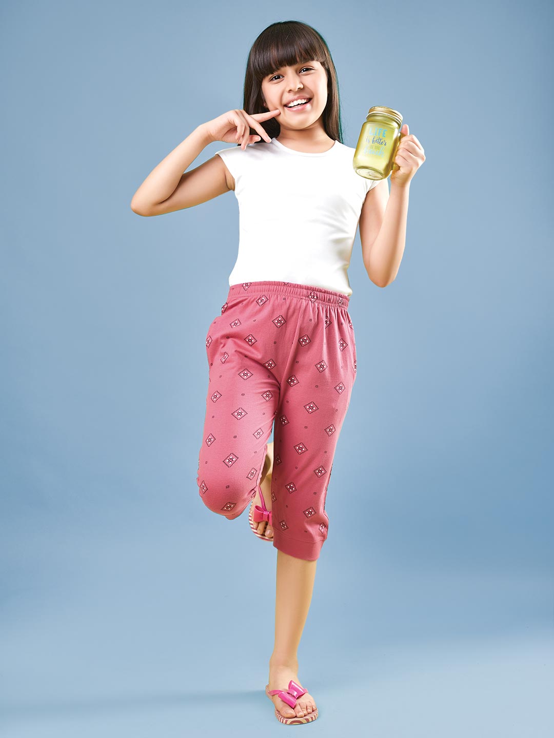 g-3822 printed 3/4th pant for girls mandy