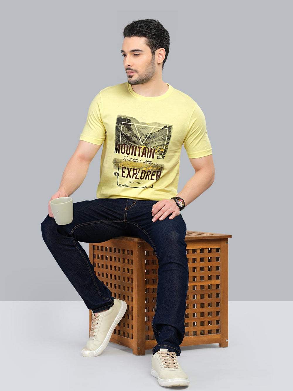graphix printed t-shirt for men #color_buff
