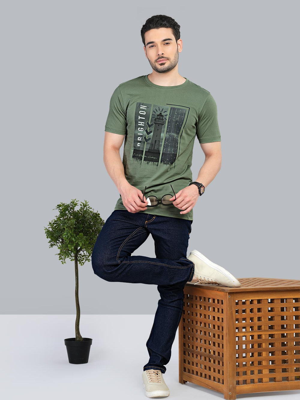 graphix printed t-shirt for men #color_cactus