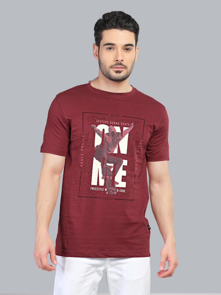 graphix printed t-shirt for men #color_merlot