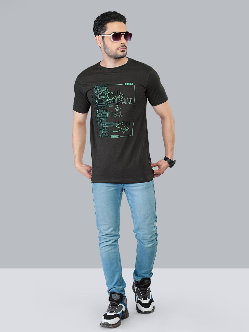 graphix printed t-shirt for men #color_rifle-green