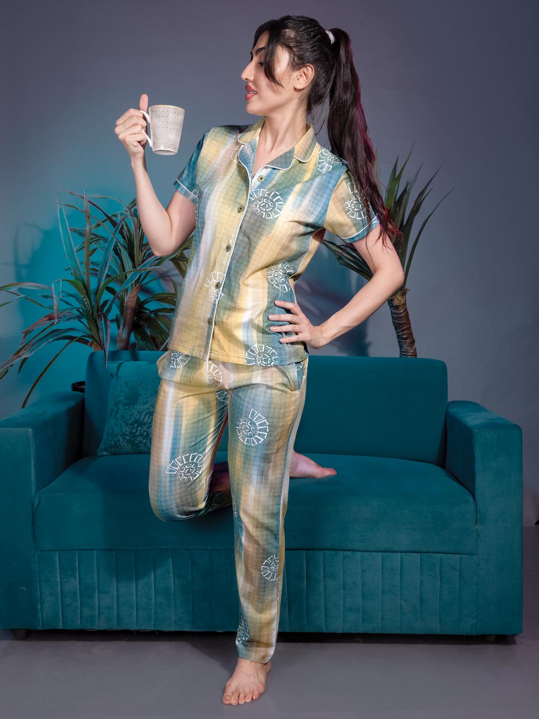 aara full pant set for women with collar