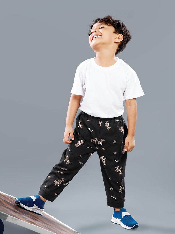koko printed full pant for boys color black