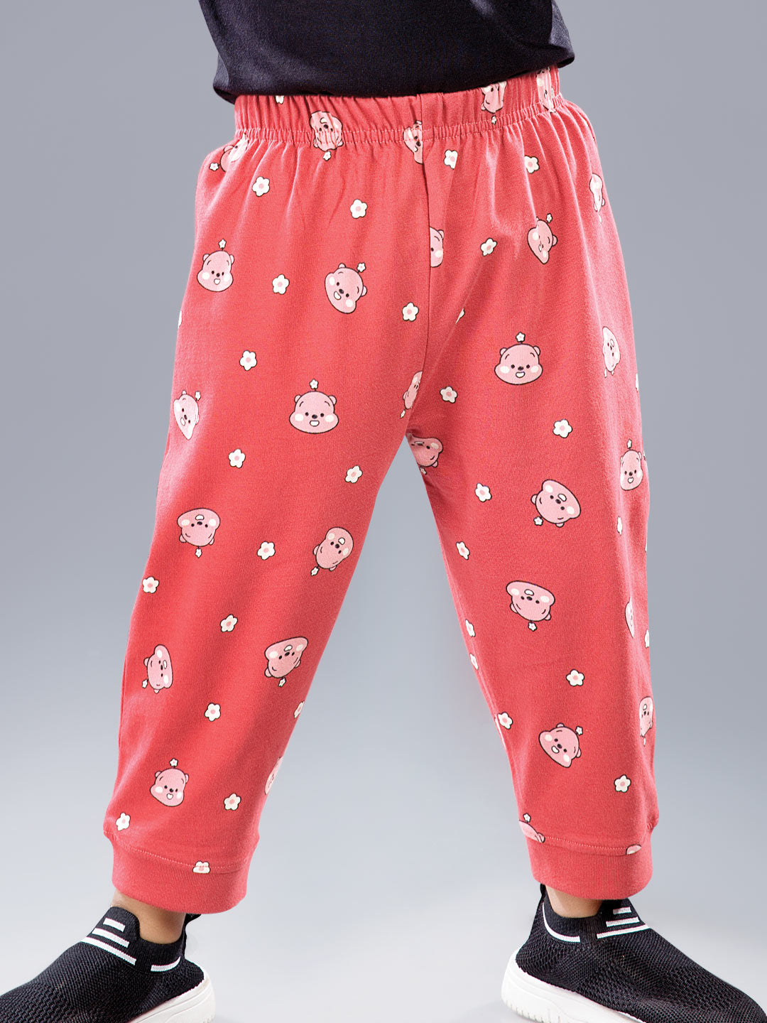 koko printed full pant for boys color dark coral
