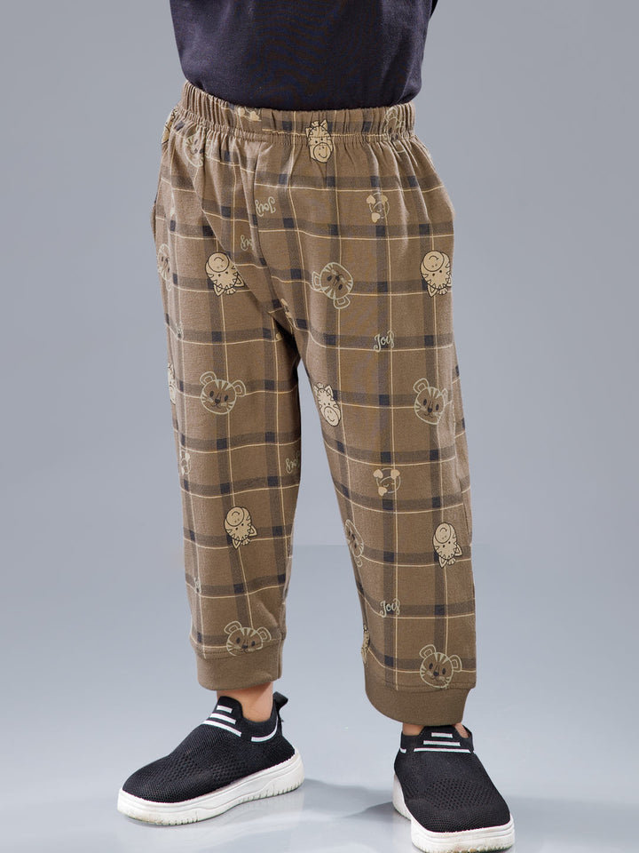 koko printed full pant for boys color judge grey