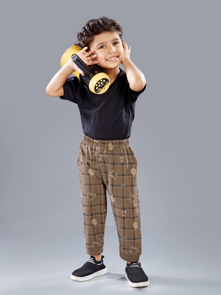 koko printed full pant for boys color judge grey