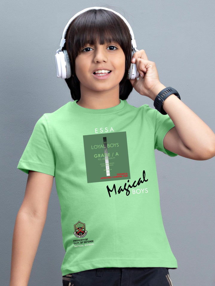 printed round neck t-shirt for boys half sleeve #color_light-green