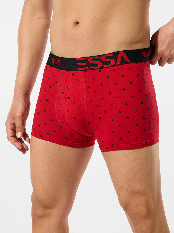 Mr fit 4105 printed outer elastic trunk for men color light red