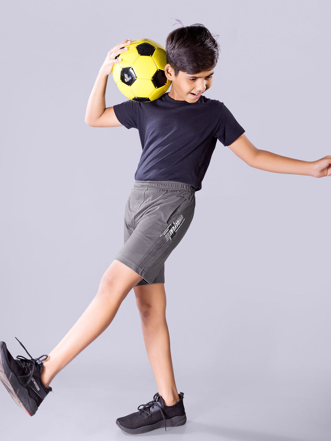 loco plus printed shorts for boys color grey