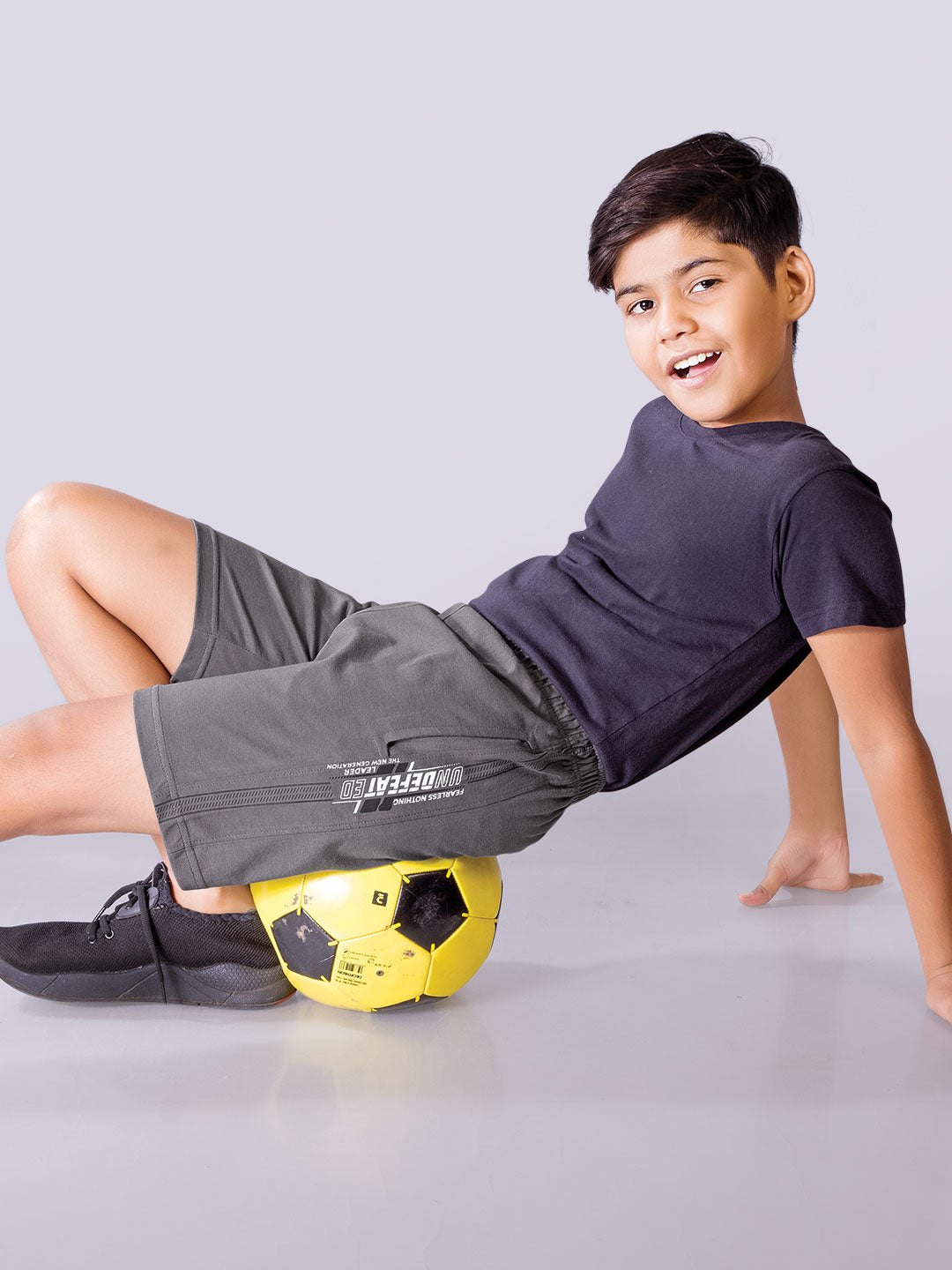 loco plus printed shorts for boys color grey