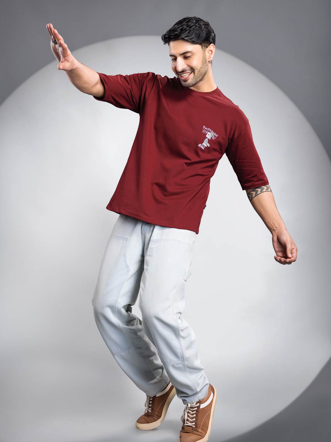 Men Oversized Drop Shoulder Printed Tees