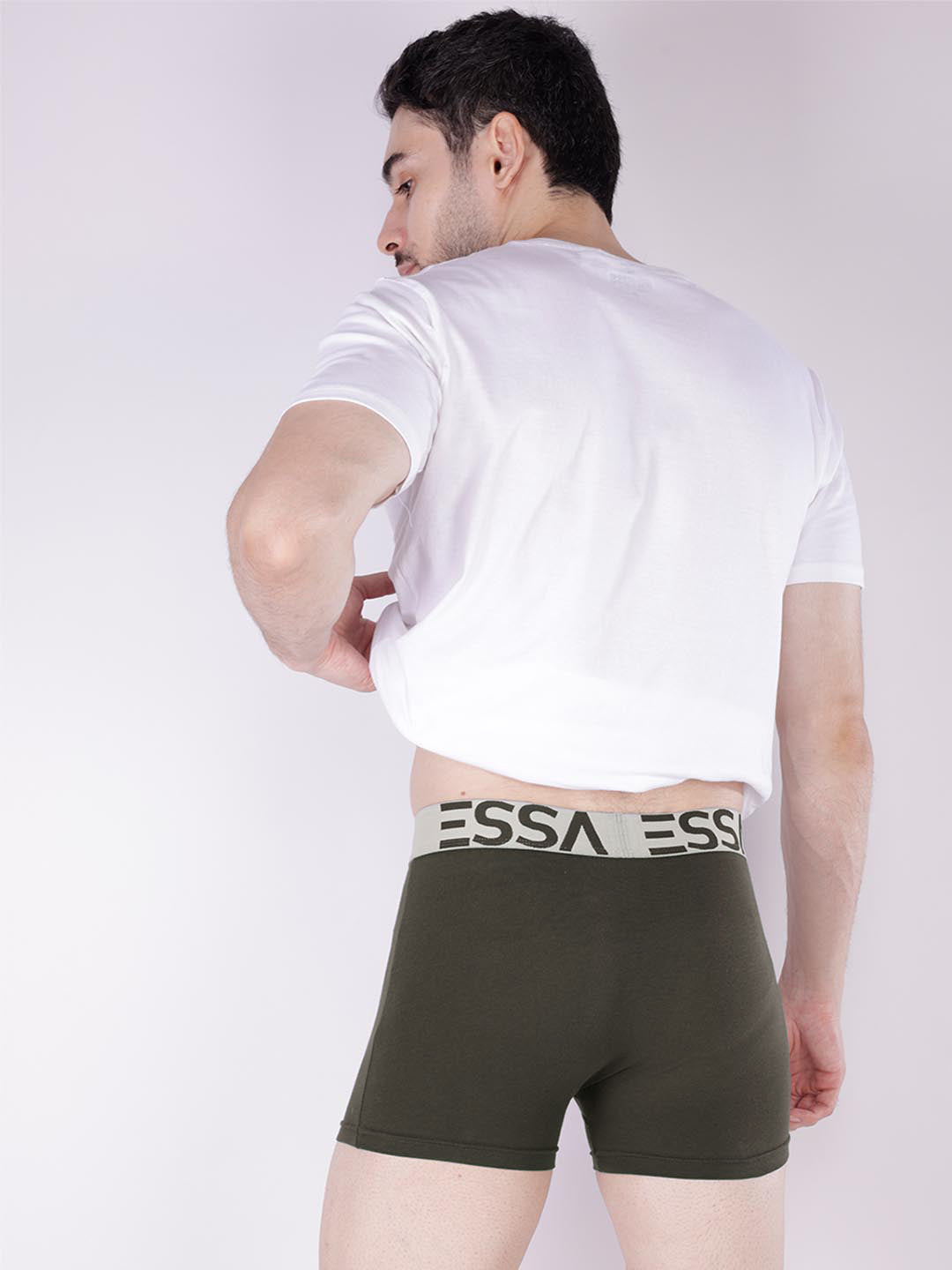 mr fit 4105 plus plain trunk for men #color_black-olive