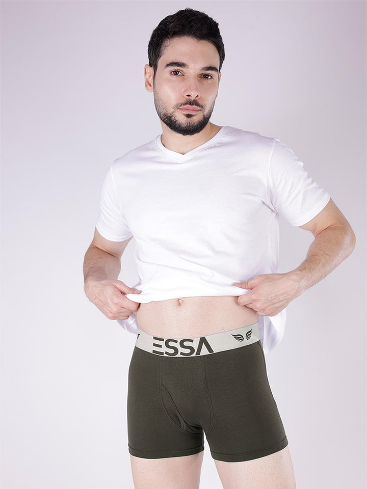 mr fit 4105 plus plain trunk for men #color_black-olive