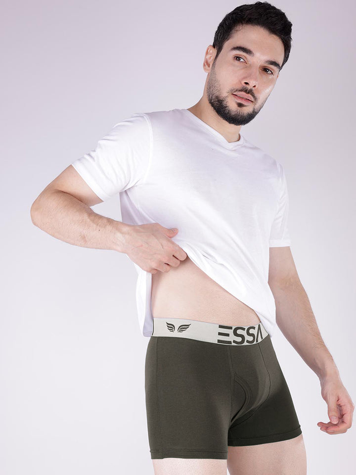 mr fit 4105 plus plain trunk for men #color_black-olive