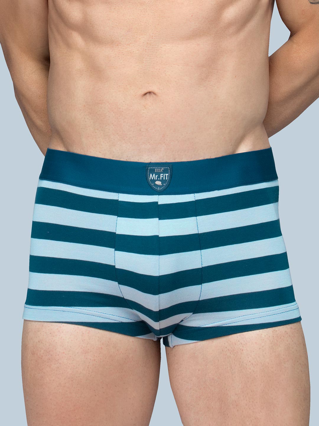 mr.fit-120 stripped brown trunk for men#color_blizzard-blue