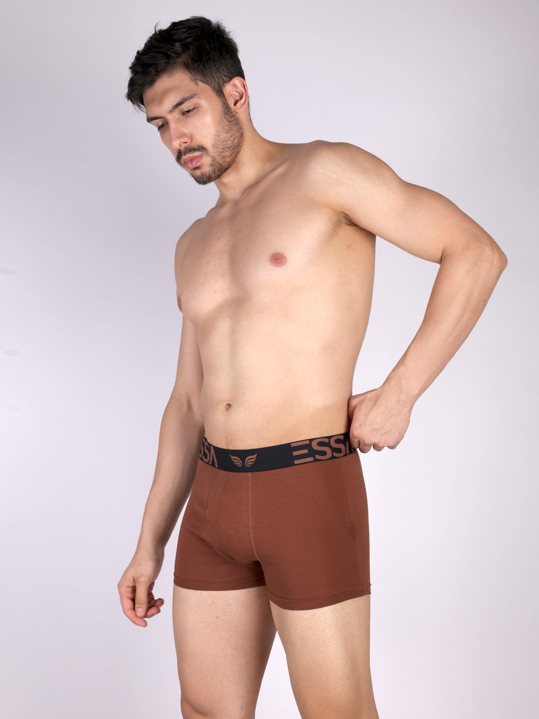 mr fit plain trunk outer elastic for men #color_clay-brown