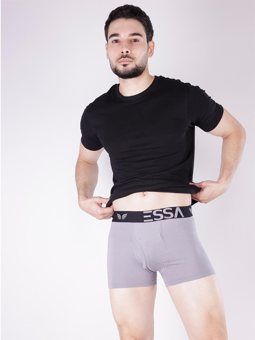 mr fit 4105 plus plain trunk for men #color_silver-grey