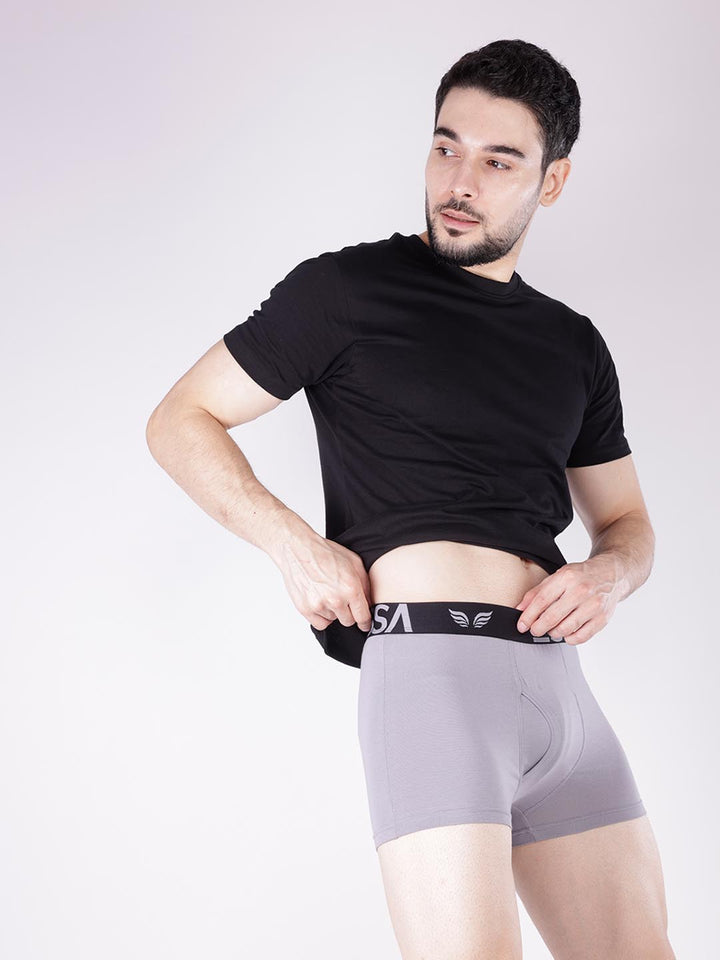 mr fit 4105 plus plain trunk for men #color_silver-grey