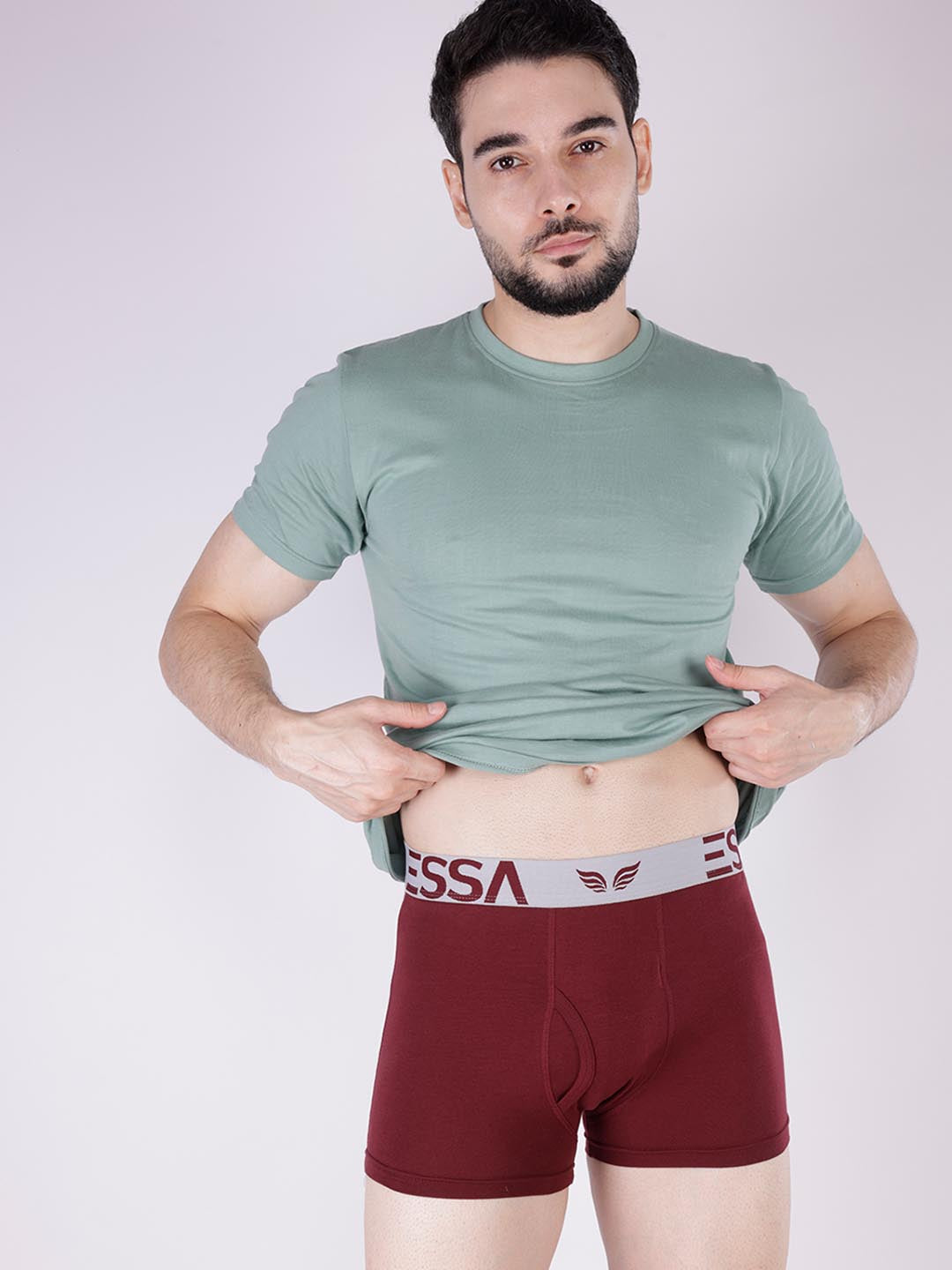 mr fit 4105 plus plain trunk for men #color_maroon