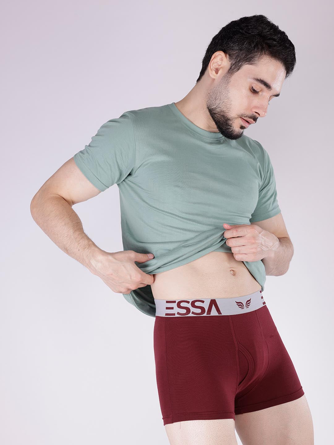 mr fit 4105 plus plain trunk for men #color_maroon