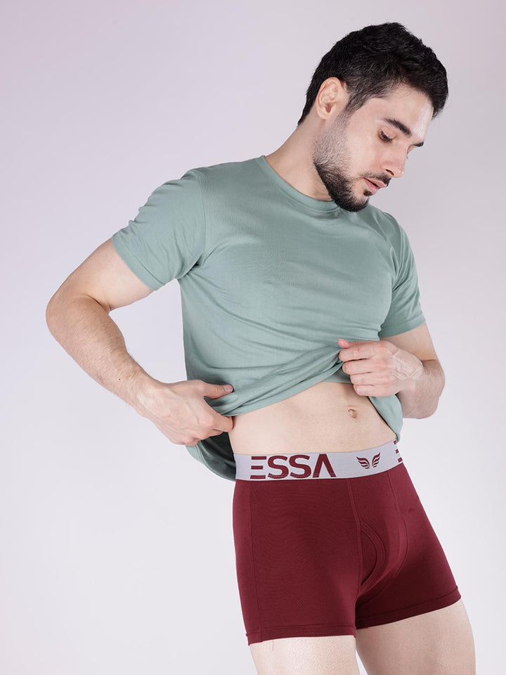 mr fit 4105 plus plain trunk for men #color_maroon