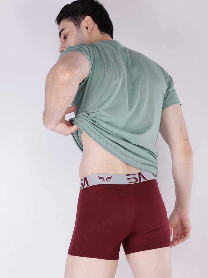 mr fit 4105 plus plain trunk for men #color_maroon
