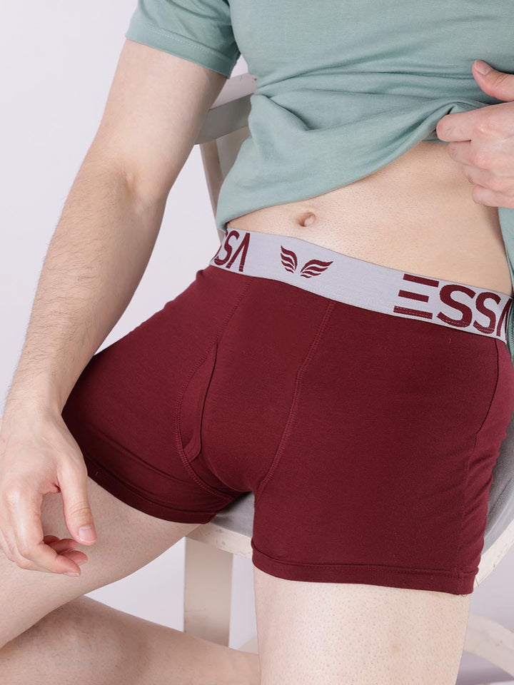 mr fit 4105 plus plain trunk for men #color_maroon