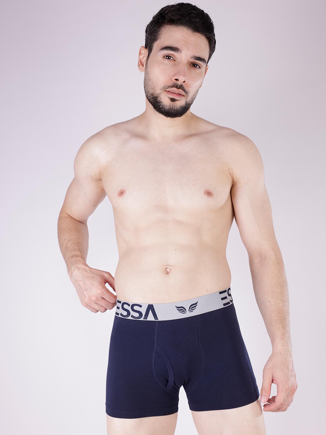 mr fit 4105 plus plain trunk for men #color_ebony-clay