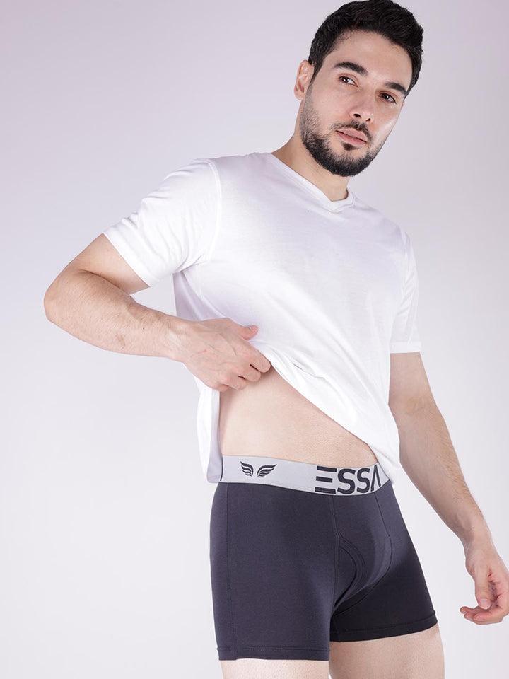 mr fit 4105 plus plain trunk for men #color_charcoal-grey