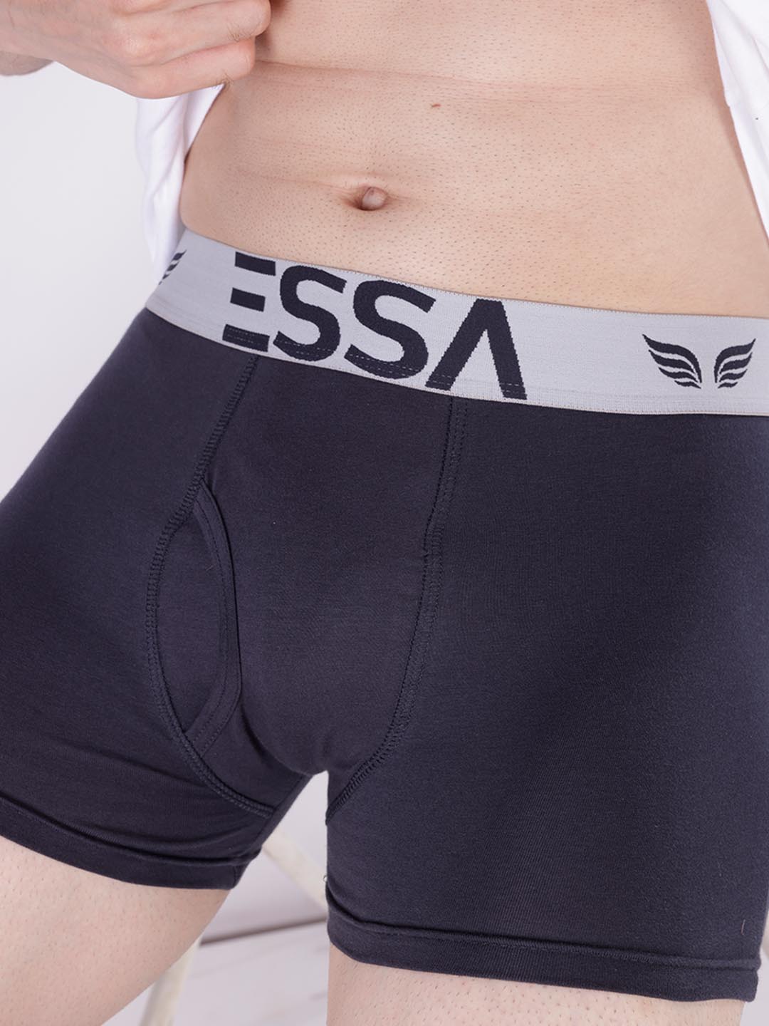 mr fit 4105 plus plain trunk for men #color_charcoal-grey